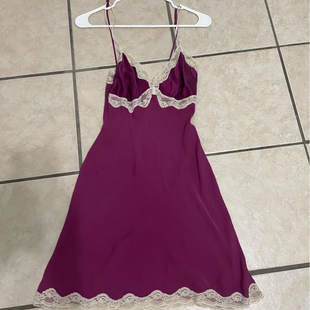Maroon/purple silk lingerie cami slip dress